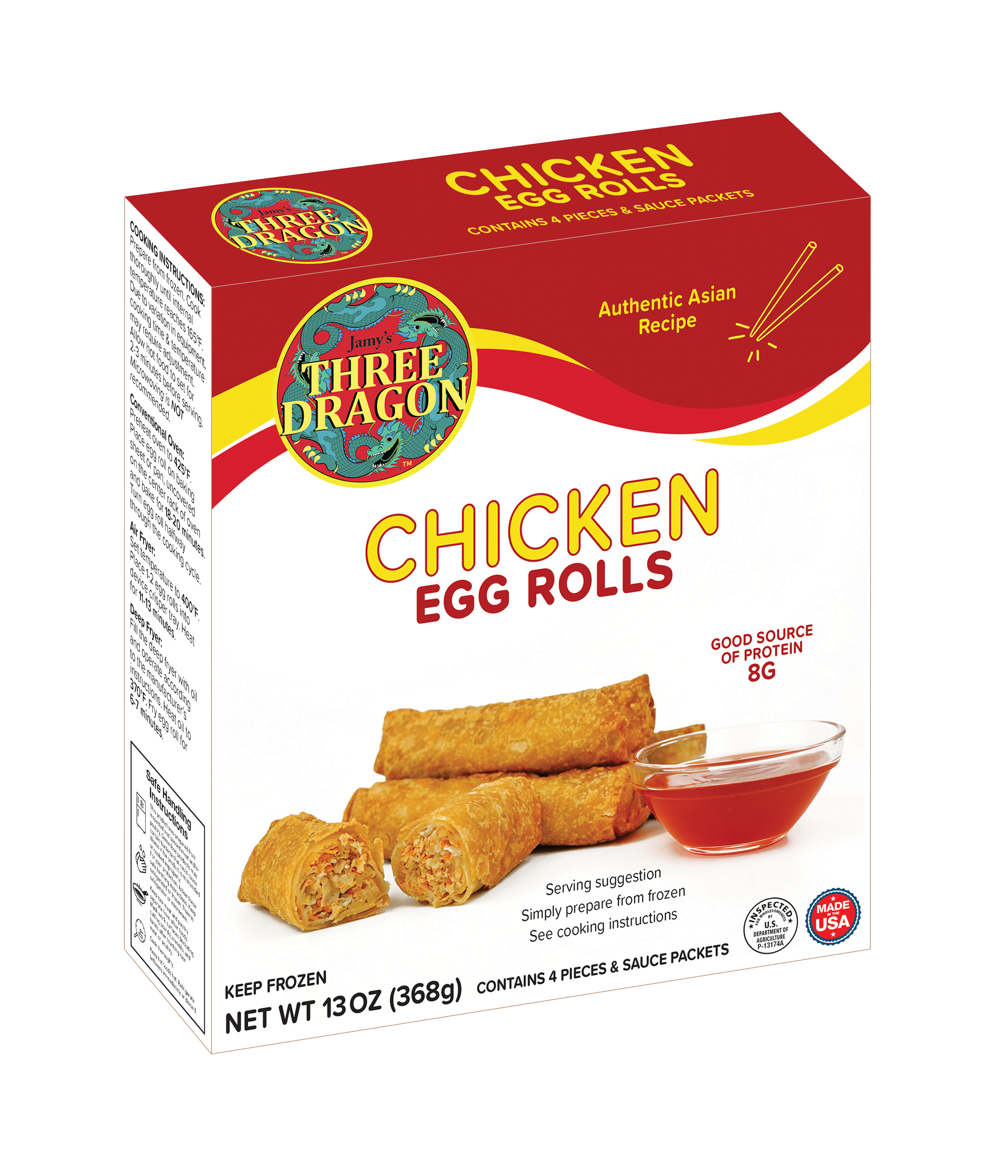 Three Dragon Chicken Egg Rolls