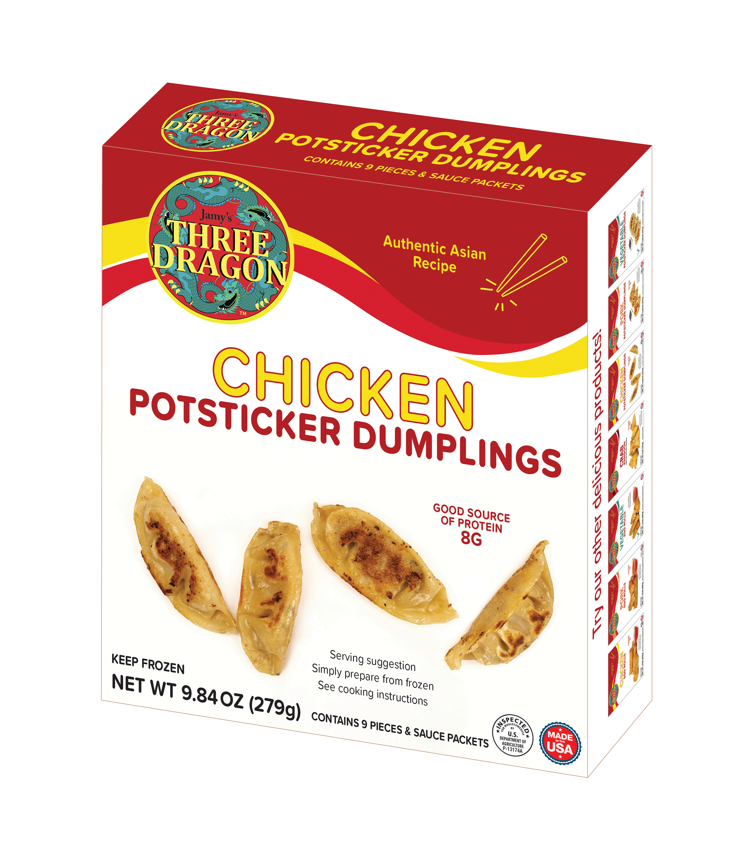 Three Dragon Chicken Potsticker Dumplings